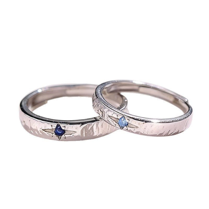 Retro Star Ring For Unisex, Copper Material With Silver Plated Electroplated Finish