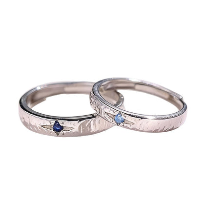 Retro Star Ring For Unisex, Copper Material With Silver Plated Electroplated Finish