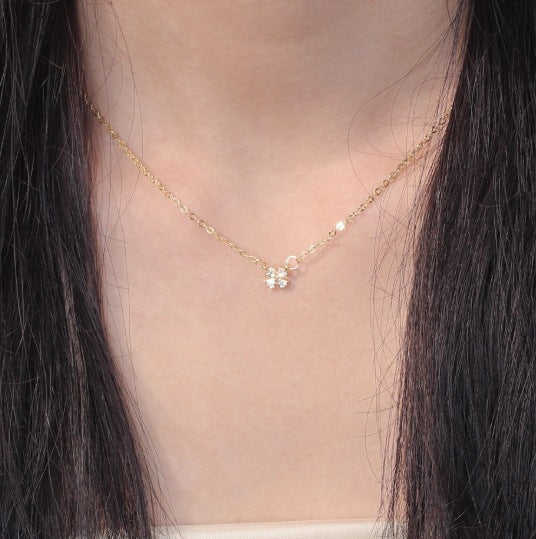 Lucky Heart Simple Style Necklace For Women With Copper Micro Super Whisper Thin Chain And Copper Pendant