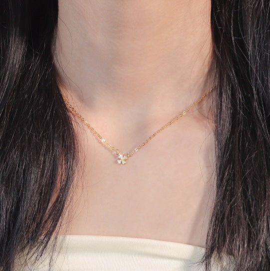 Lucky Heart Simple Style Necklace For Women With Copper Micro Super Whisper Thin Chain And Copper Pendant
