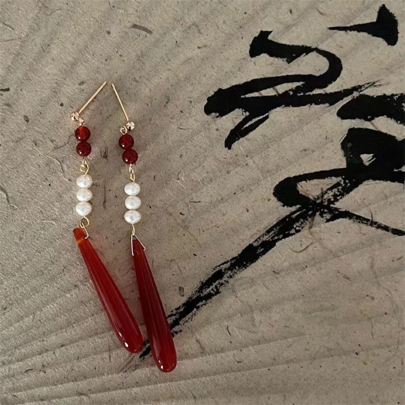 Water Droplets Earrings For Women Featuring Electroplated Craft And Retro Style With Beading Material