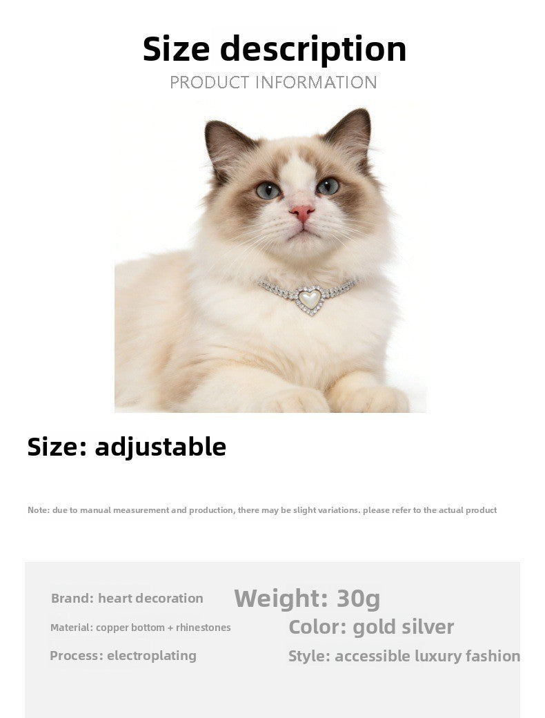 Heart Shape Pet Collar With Imitation Pearl Design Suitable For All Seasons