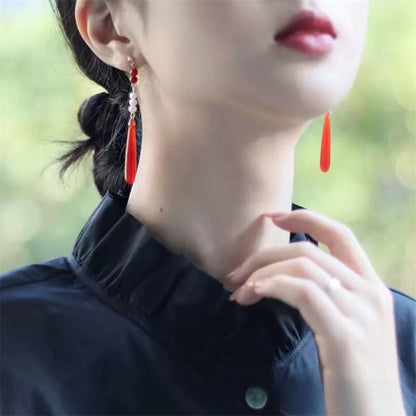 Water Droplets Earrings For Women Featuring Electroplated Craft And Retro Style With Beading Material