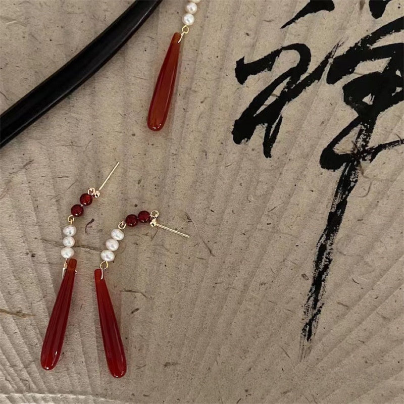Water Droplets Earrings For Women Featuring Electroplated Craft And Retro Style With Beading Material