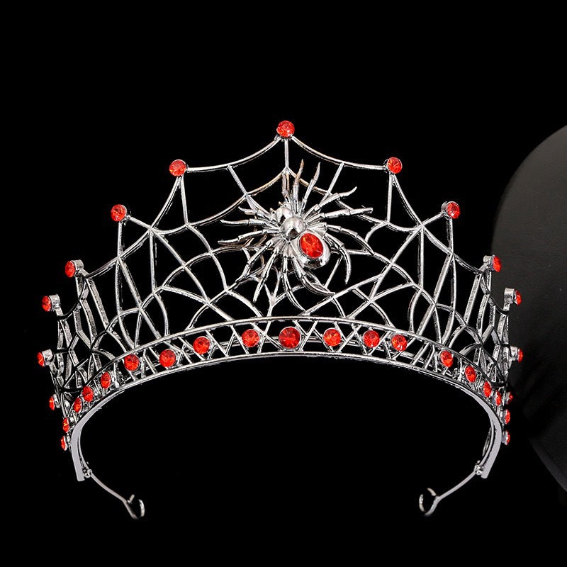 Gothic Spider Web Crown Hair Accessory For Women In Silver Alloy, Perfect For Halloween