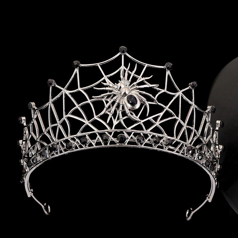 Gothic Spider Web Crown Hair Accessory For Women In Silver Alloy, Perfect For Halloween