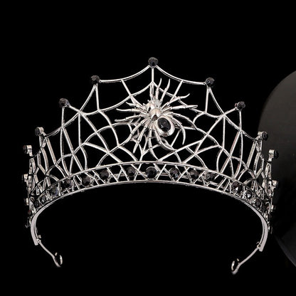 Gothic Spider Web Crown Hair Accessory For Women In Silver Alloy, Perfect For Halloween