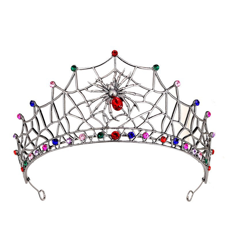 Gothic Spider Web Crown Hair Accessory For Women In Silver Alloy, Perfect For Halloween