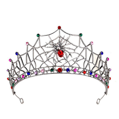 Gothic Spider Web Crown Hair Accessory For Women In Silver Alloy, Perfect For Halloween