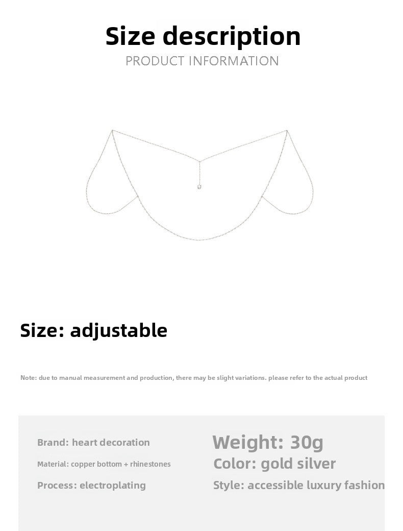 Simple Style Silver Alloy Tassel Body Chain For Women With Geometric Rhinestone Inlay