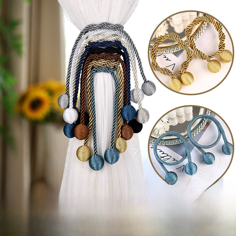 Fabric Curtains With Curtain Tiebacks For Elegant Window Decoration