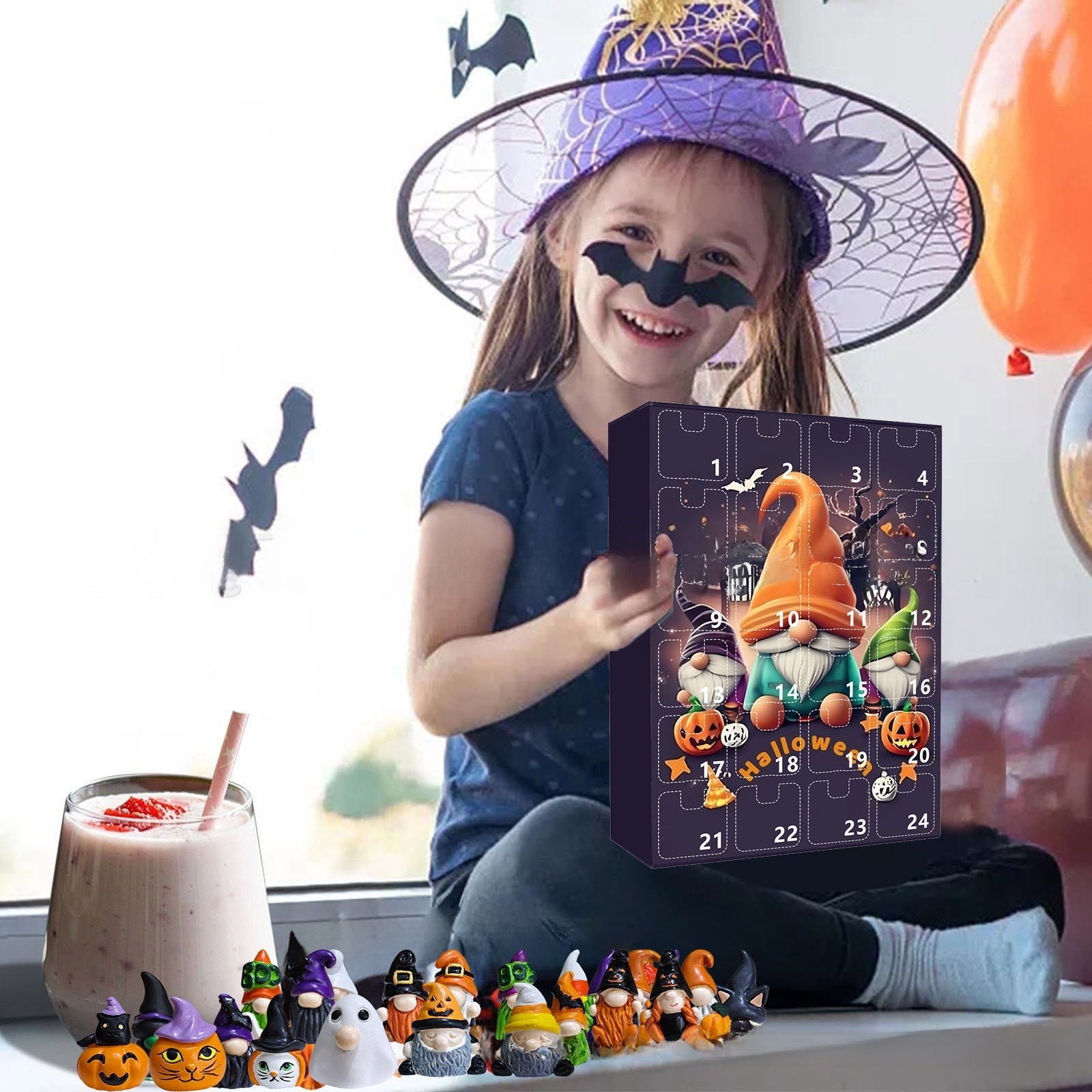 Halloween Pumpkin Dolls & Accessories In Resin, Novelty Blind Box Toys, 24 Pcs Set
