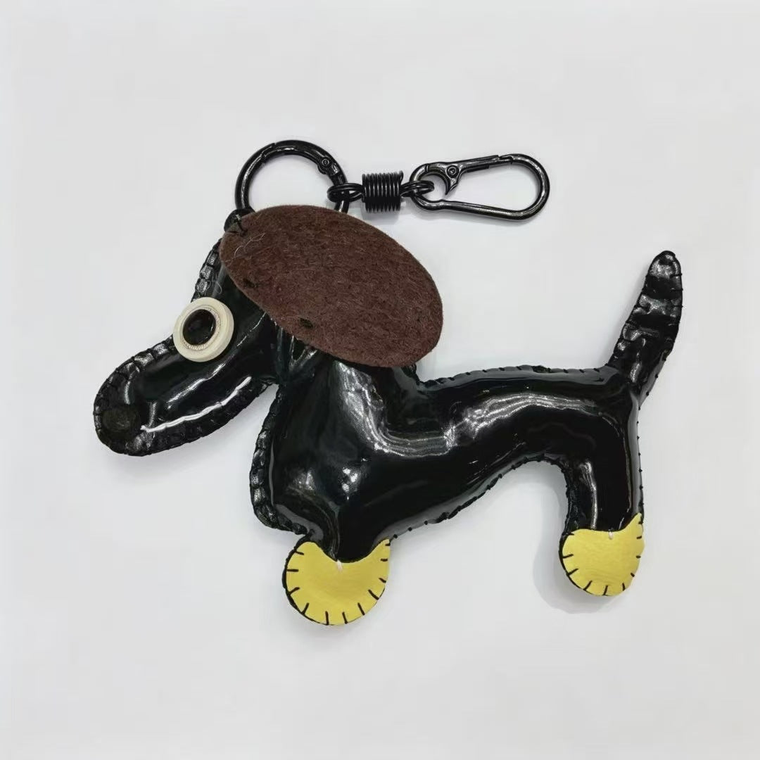 Dyed Black Key Chain Featuring Durable PU Leather Material