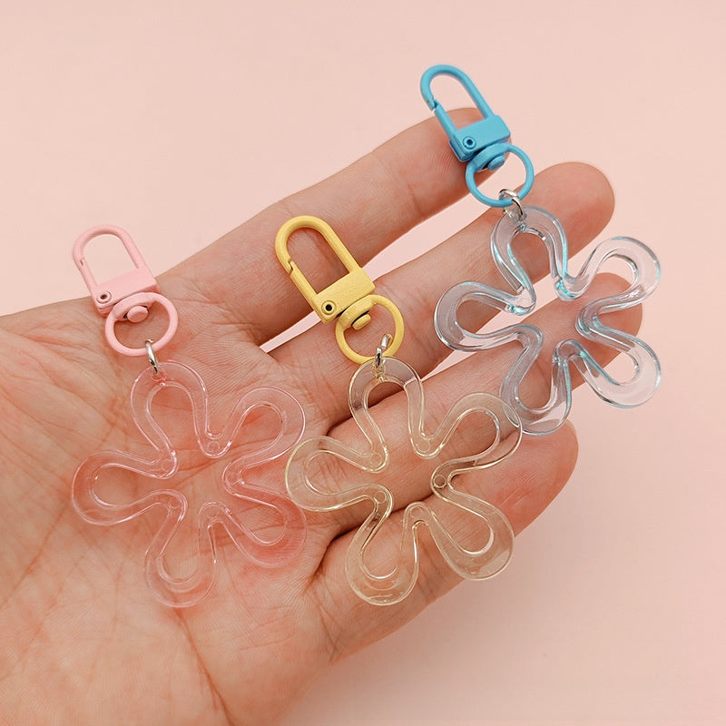 Transparent Acrylic Flowers Key Chains For New Year Celebration