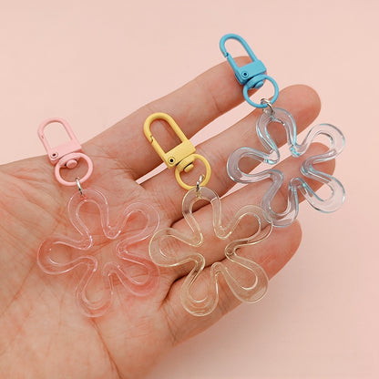 Transparent Acrylic Flowers Key Chains For New Year Celebration