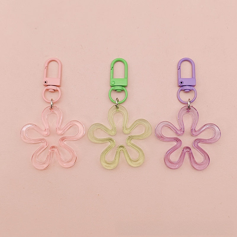 Transparent Acrylic Flowers Key Chains For New Year Celebration