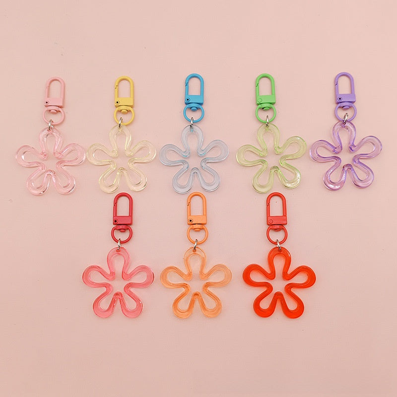 Transparent Acrylic Flowers Key Chains For New Year Celebration