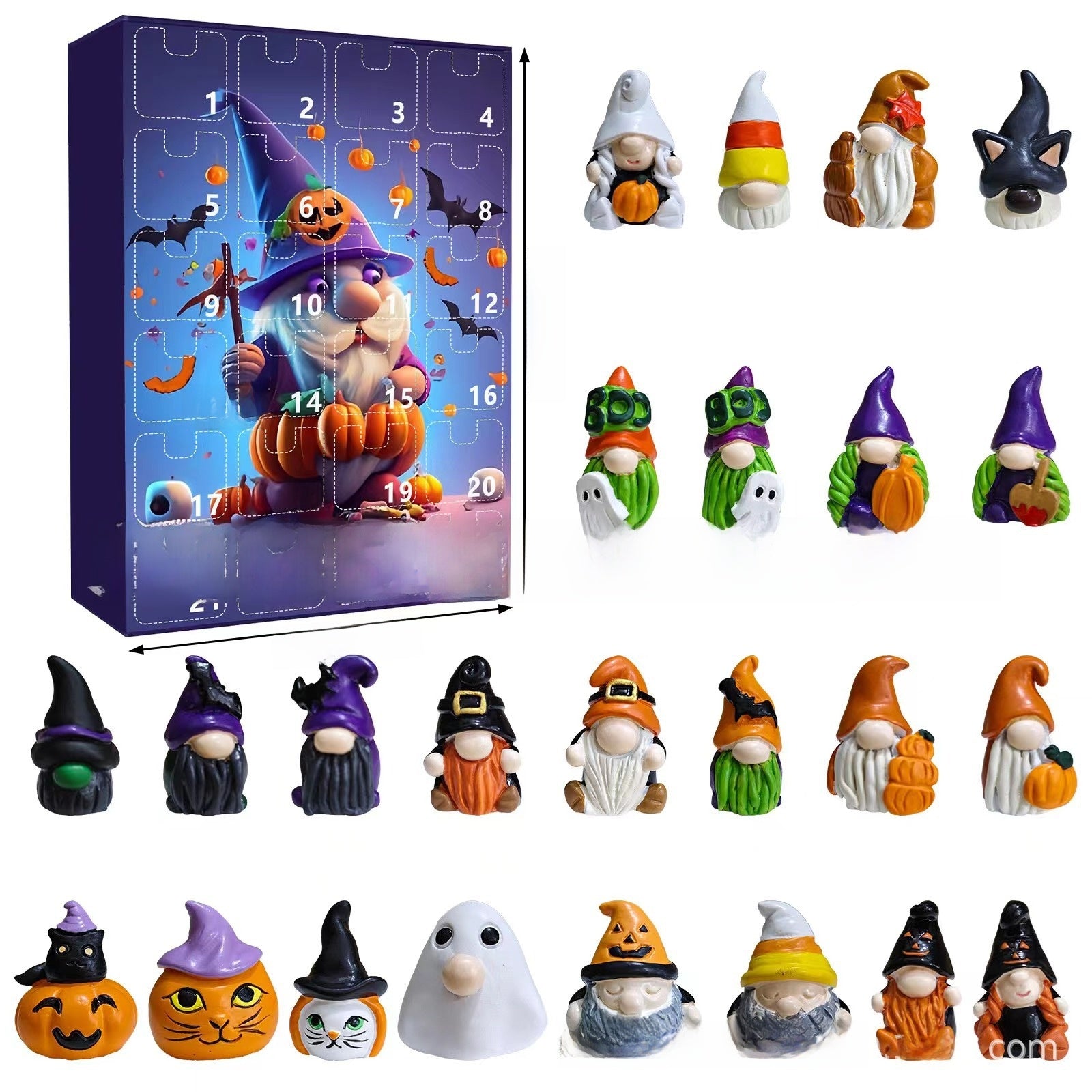 Halloween Pumpkin Dolls & Accessories In Resin, Novelty Blind Box Toys, 24 Pcs Set