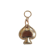 3D Embossed Black Spade Shaped Keychain - Gold