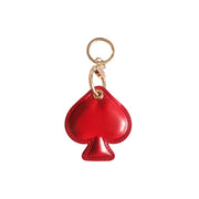 3D Embossed Black Spade Keychain - Dark Red