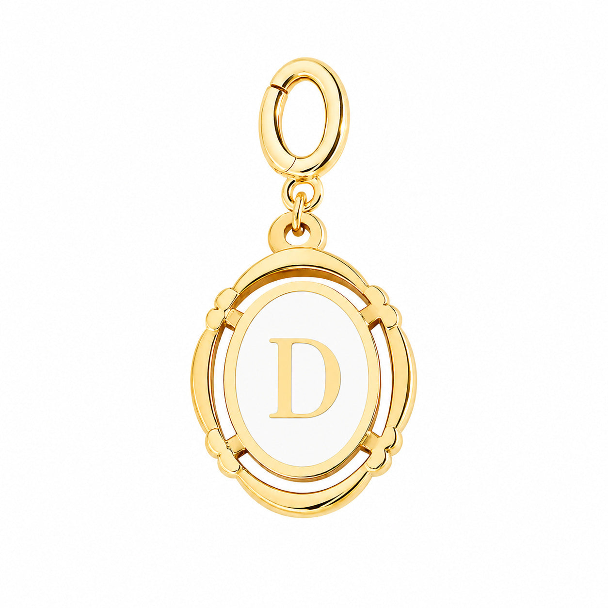 Letter Shell Pendant With Enamel Craftsmanship In White