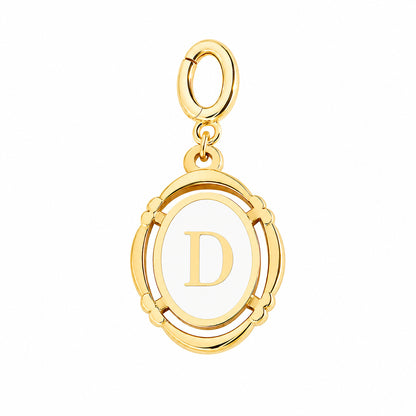 Letter Shell Pendant With Enamel Craftsmanship In White