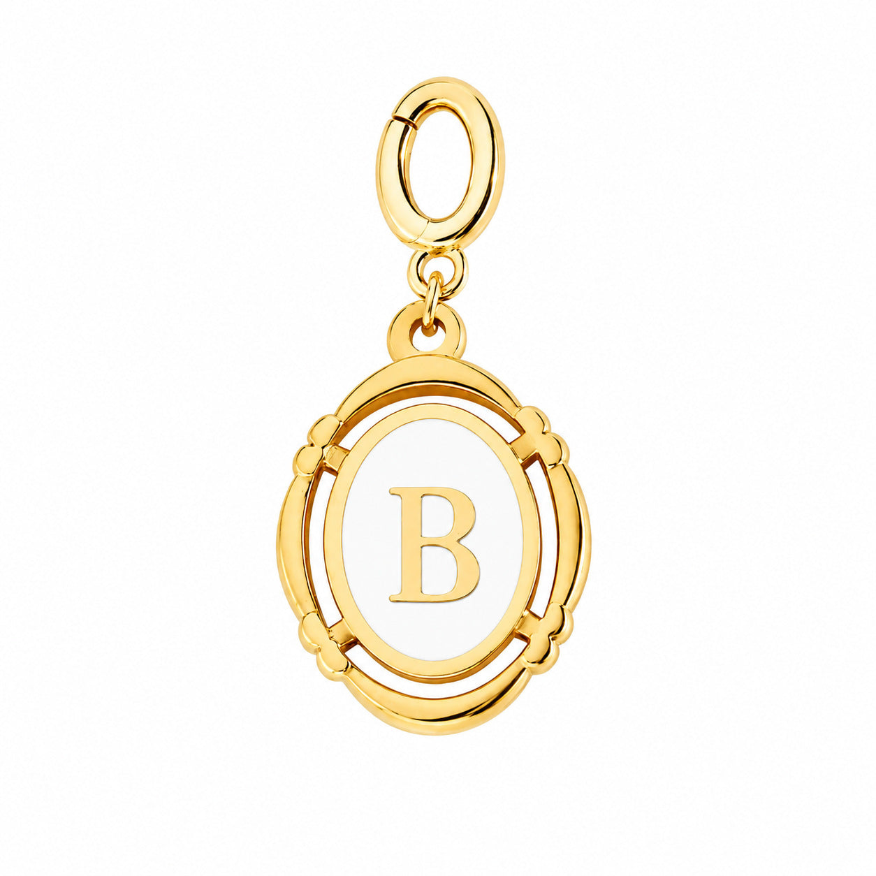 Letter Shell Pendant With Enamel Craftsmanship In White