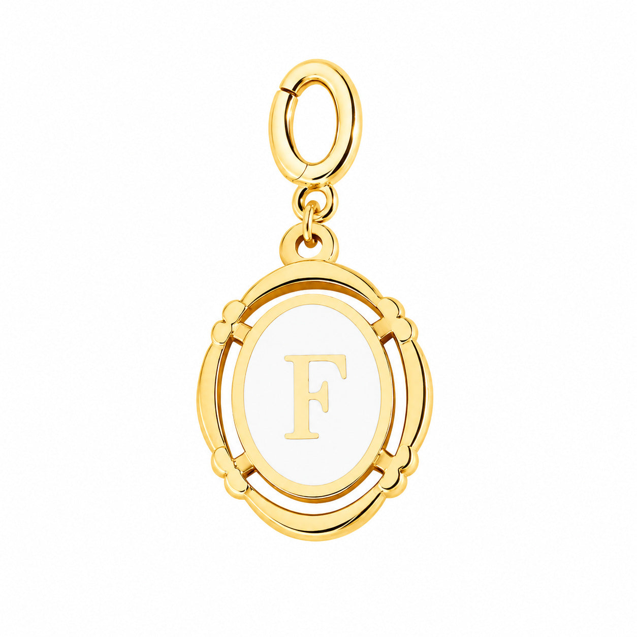 Letter Shell Pendant With Enamel Craftsmanship In White