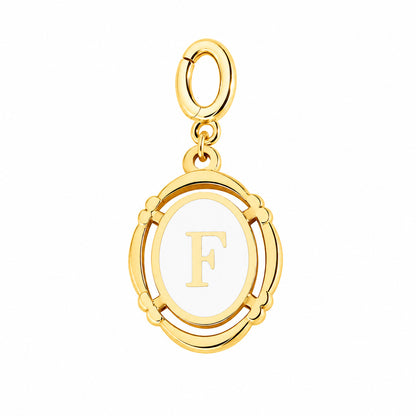 Letter Shell Pendant With Enamel Craftsmanship In White