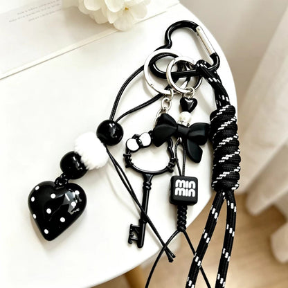 Handmade Knitted Star Key Chain In Dyed Black Acrylic, Stylish And Unique Accessory