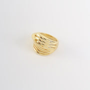 Multi-layer Striped Open Ring - Gold