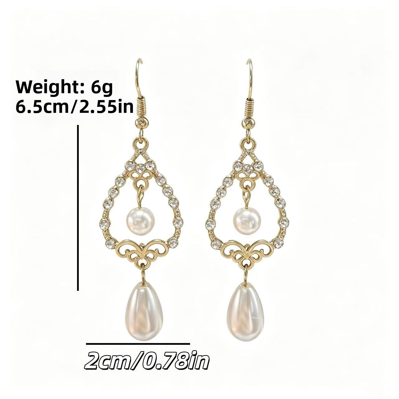 Water Droplets Stone Texture Earrings For Unisex Featuring Ethnic Style And Artificial Pearl Inlay In Zinc Alloy