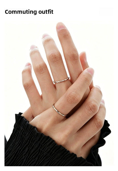 Simple Style 925 Sterling Silver Open Rings For Women With Electroplated Finish, Perfect Valentine's Day Gift