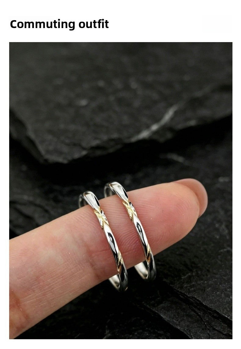 Simple Style 925 Sterling Silver Open Rings For Women With Electroplated Finish, Perfect Valentine's Day Gift