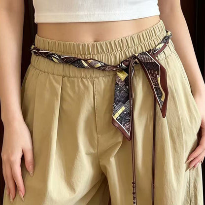 Ethnic Style Women’s Bandana Waist Chain With Rope Buckle, Cloth Material Featuring Braid Surface Finish