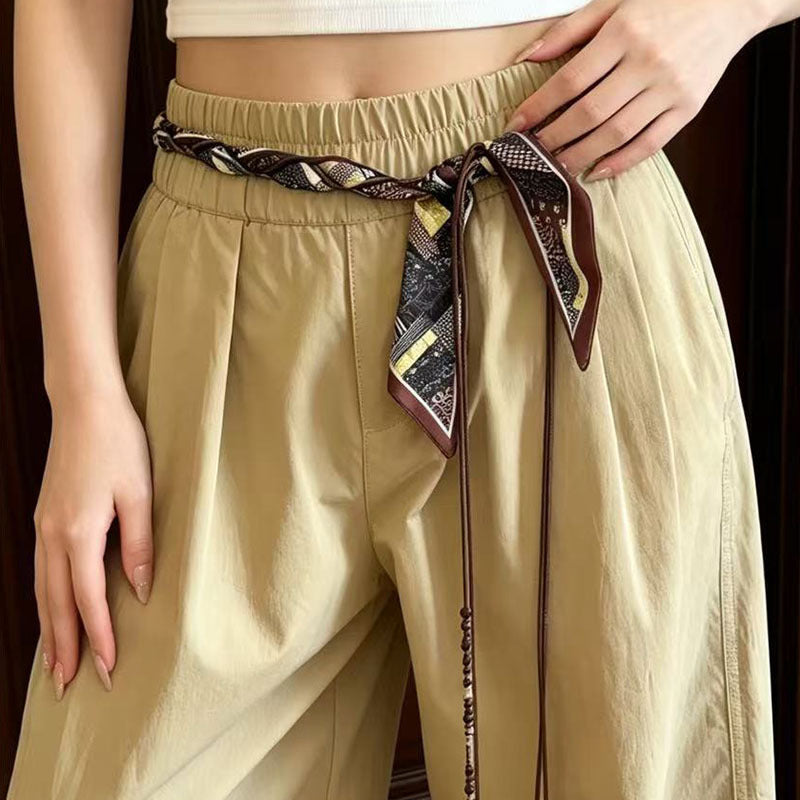 Ethnic Style Women’s Bandana Waist Chain With Rope Buckle, Cloth Material Featuring Braid Surface Finish
