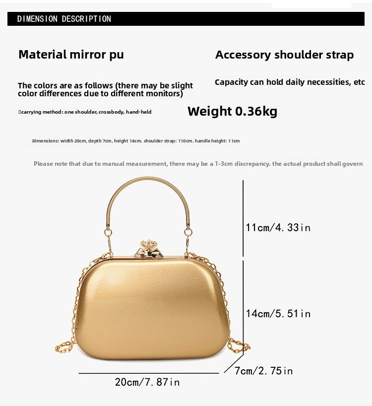 Solid Color PU Leather Evening Bag For Women With Chain Strap, Stylish Accessory For Spring And Summer