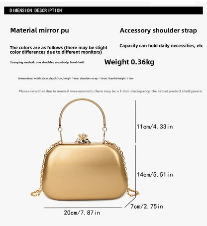 Solid Color PU Leather Evening Bag For Women With Chain Strap, Stylish Accessory For Spring And Summer