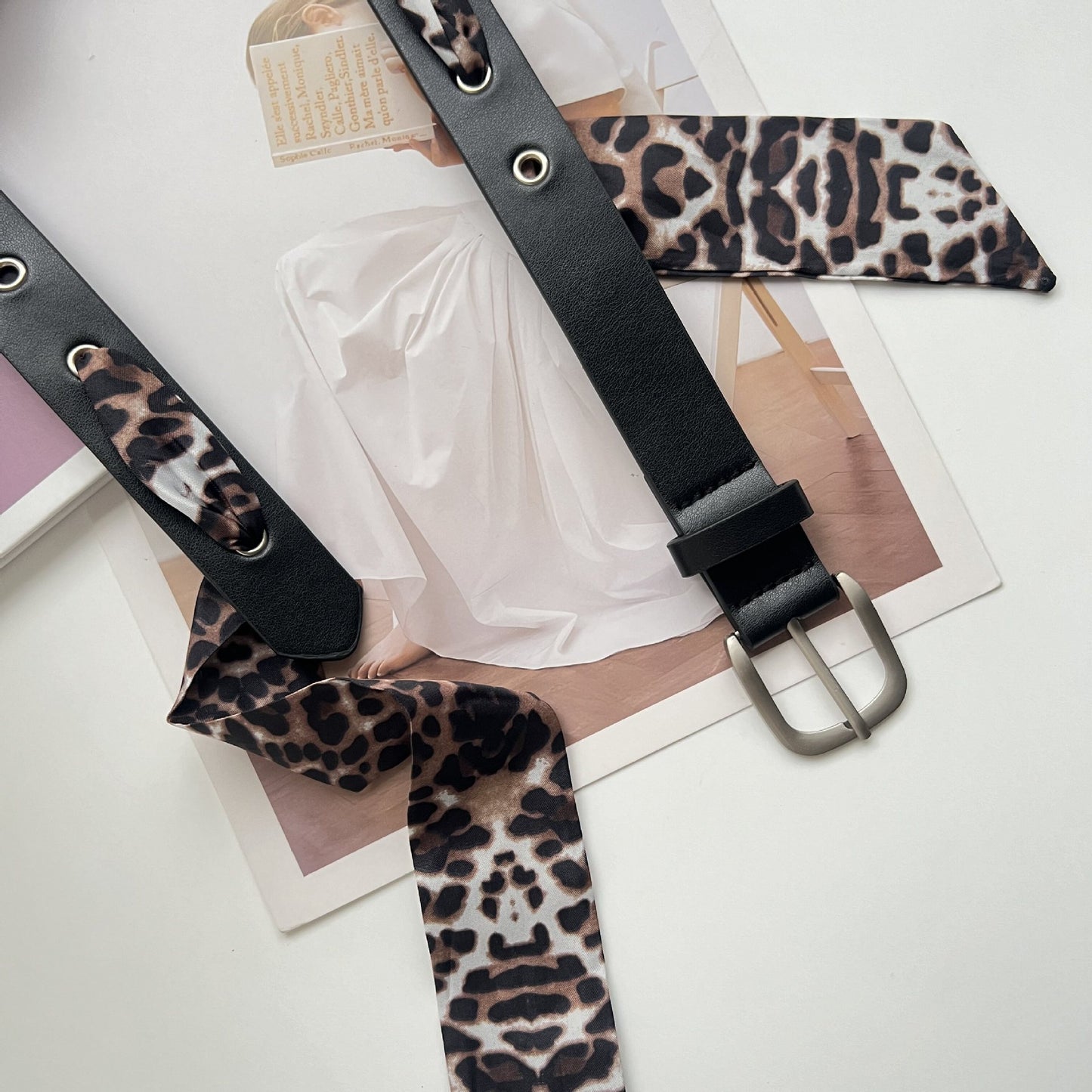 Retro Leopard Print Women’s Belt In PU Leather With Alloy Pin Buckle