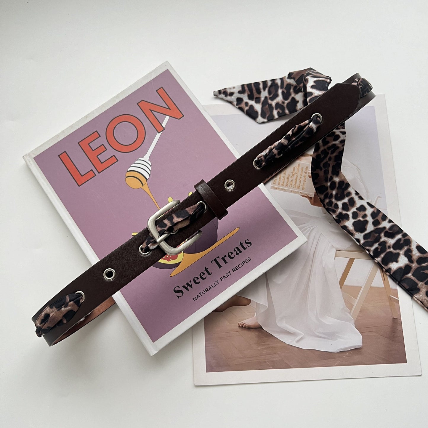 Retro Leopard Print Women’s Belt In PU Leather With Alloy Pin Buckle