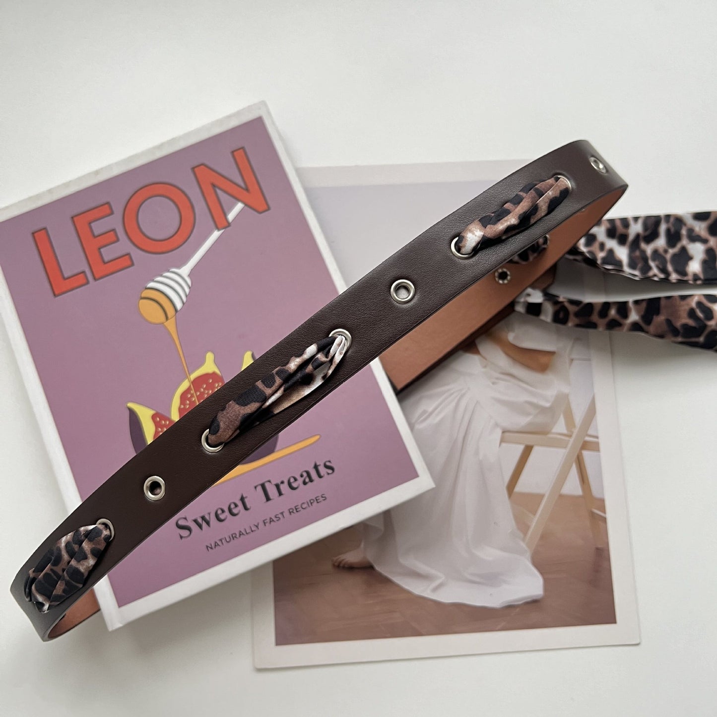 Retro Leopard Print Women’s Belt In PU Leather With Alloy Pin Buckle