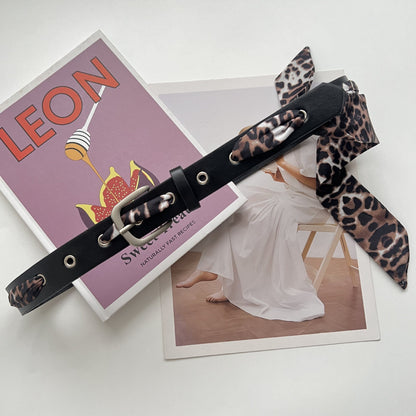 Retro Leopard Print Women’s Belt In PU Leather With Alloy Pin Buckle