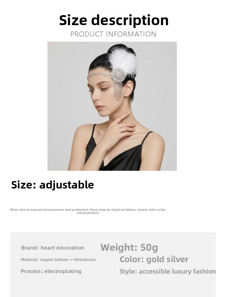 Retro Feather Hair Band With Rhinestone Inlay In Silver, Insert Comb Style Hair Accessory