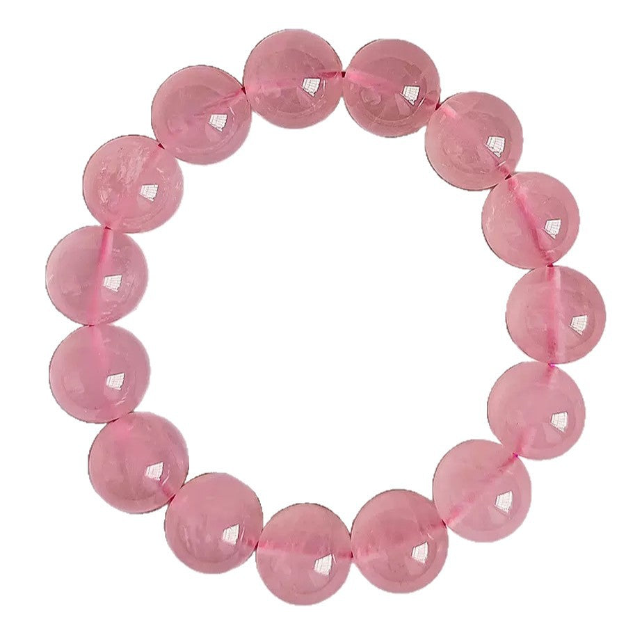 Sweet Geometric Crystal Bracelet For Women With Natural Pink 7-8mm Beaded Pearls