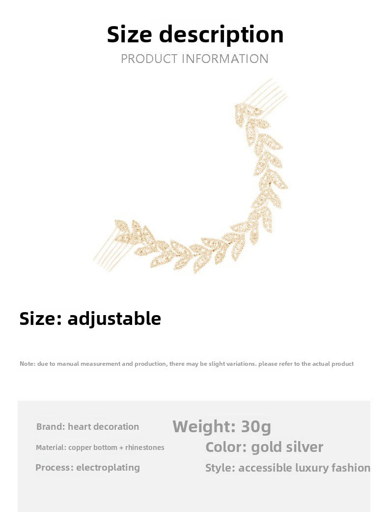 Leaf Insert Comb Hair Accessory For Women In Silver Alloy With Rhinestones, Perfect For Wedding Season