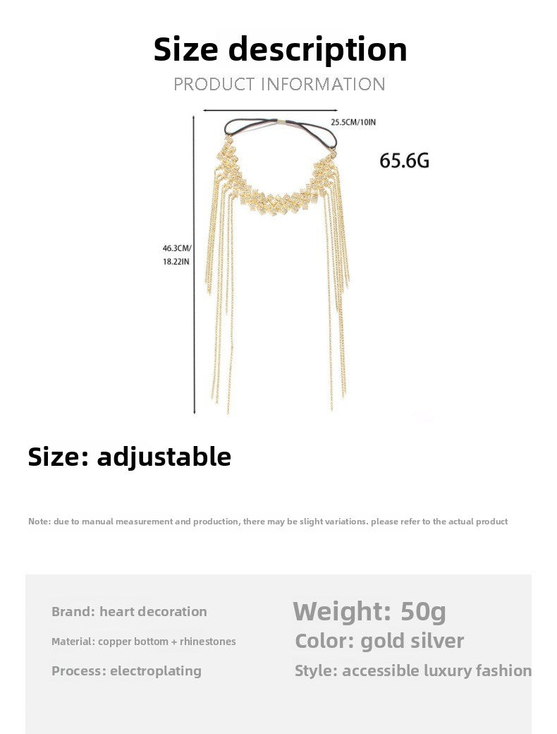 Ethnic Style Tassel Hair Band For Women With Rhinestones Embellishment