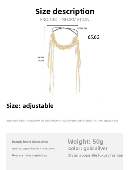 Ethnic Style Tassel Hair Band For Women With Rhinestones Embellishment