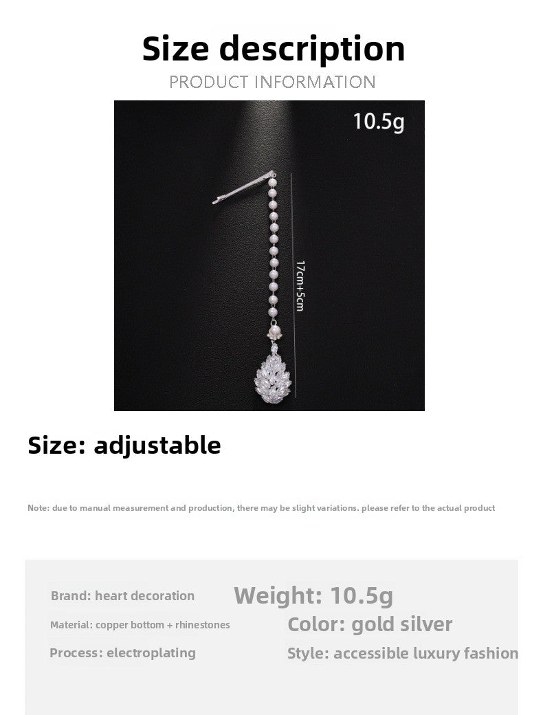 Bridal Water Droplets Hair Chain Insert Comb For Women With Rhinestones, Perfect For Wedding Season