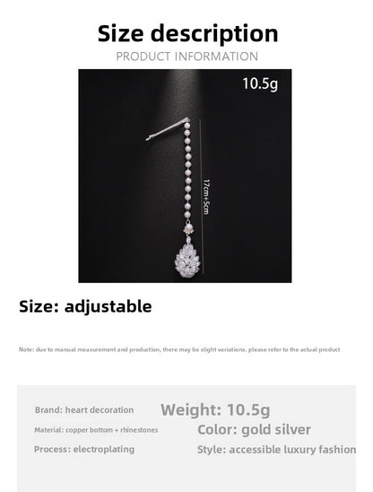 Bridal Water Droplets Hair Chain Insert Comb For Women With Rhinestones, Perfect For Wedding Season