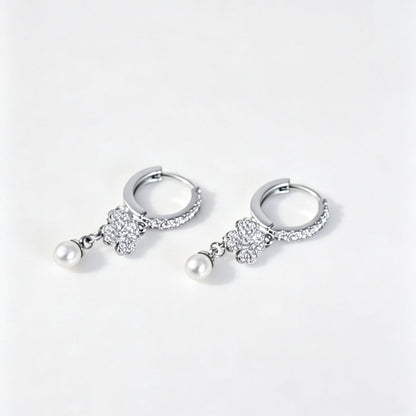 Lucky Heart Simple Style Unisex Earrings In Copper With Electroplated Finish And Zircon Inlay